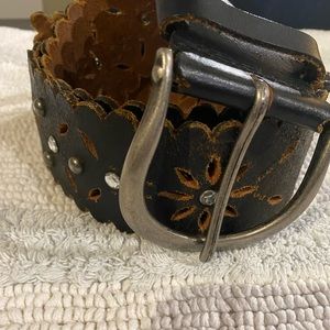 EXPRESS  Genuine Leather Silver Studs Belt, Size S.